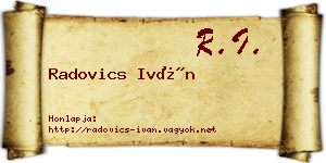 Radovics Iván névjegykártya