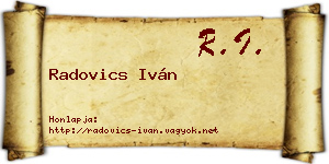 Radovics Iván névjegykártya
